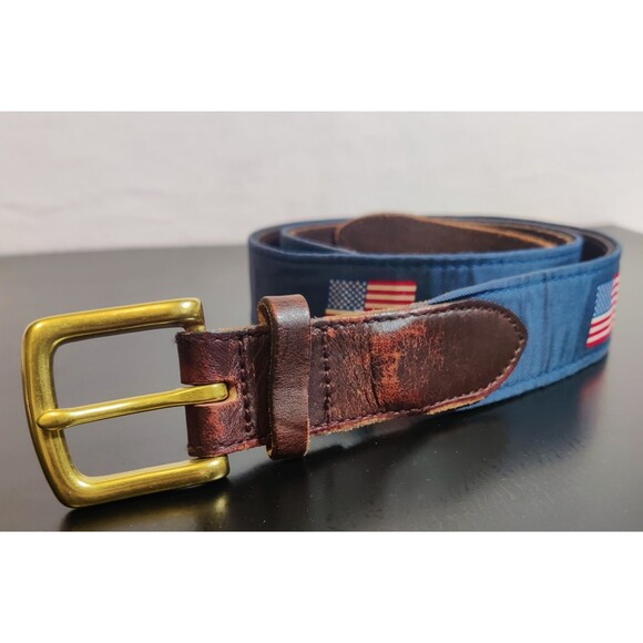 Vineyard Vines Patriot Flag Canvas and Leather Tipped Men's belt Size 36 - Picture 12 of 16